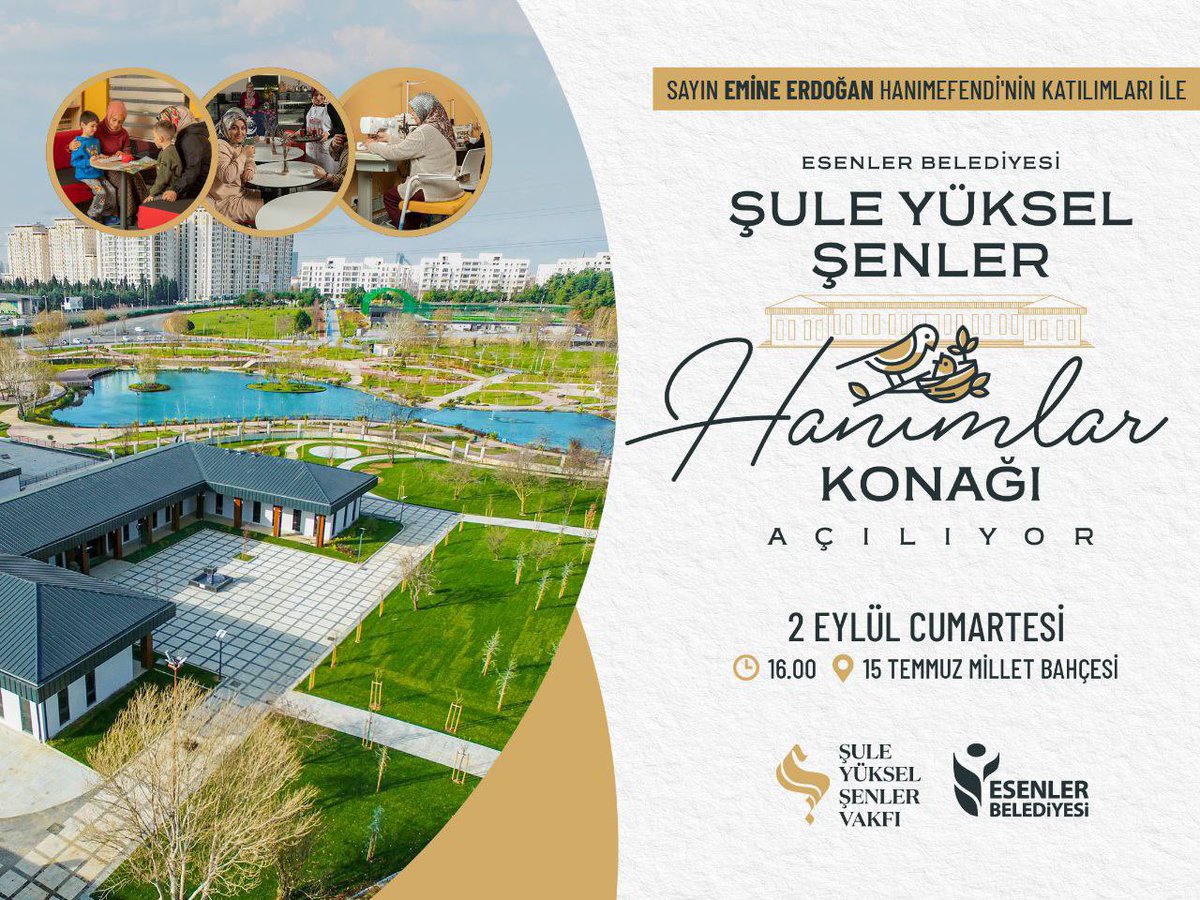 tevfikgoksu's tweet photo. Esenlerli kadınlarımızın sosyal hayatına büyük zenginlik katan “Şule Yüksel Şenler Hanımlar Konağı”mızı, Cumhurbaşkanımızın eşi, Saygıdeğer Hanımefendi @EmineErdogan’ın teşrifleriyle açıyoruz. https://t.co/jdRR2aXdJG