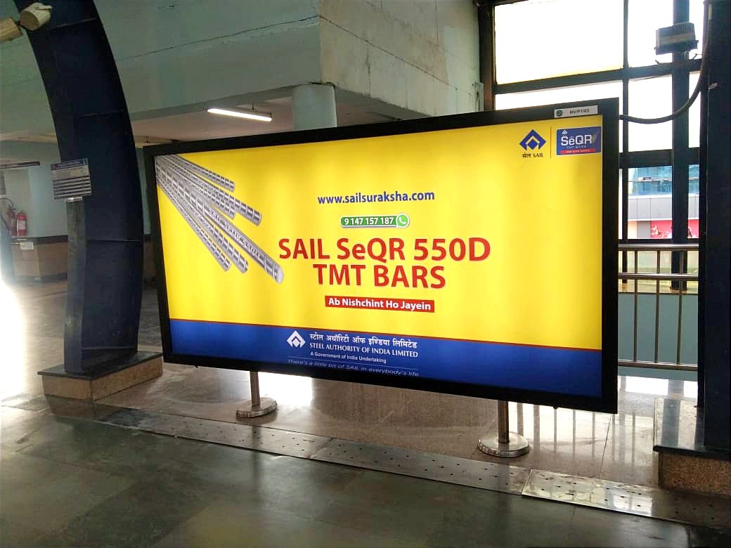SAILCMO's tweet photo. The outreach campaign of #SAILSeQR 550-D TMT bars has been extended to the Delhi Metro by the Retail group of CMO/NR, serving as a dynamic reminder of #SAIL's dedication to provide high-quality products and unparalleled #CustomerExperience, as the metro rail crisscrosses the NCR. https://t.co/kxBEsSEg5e