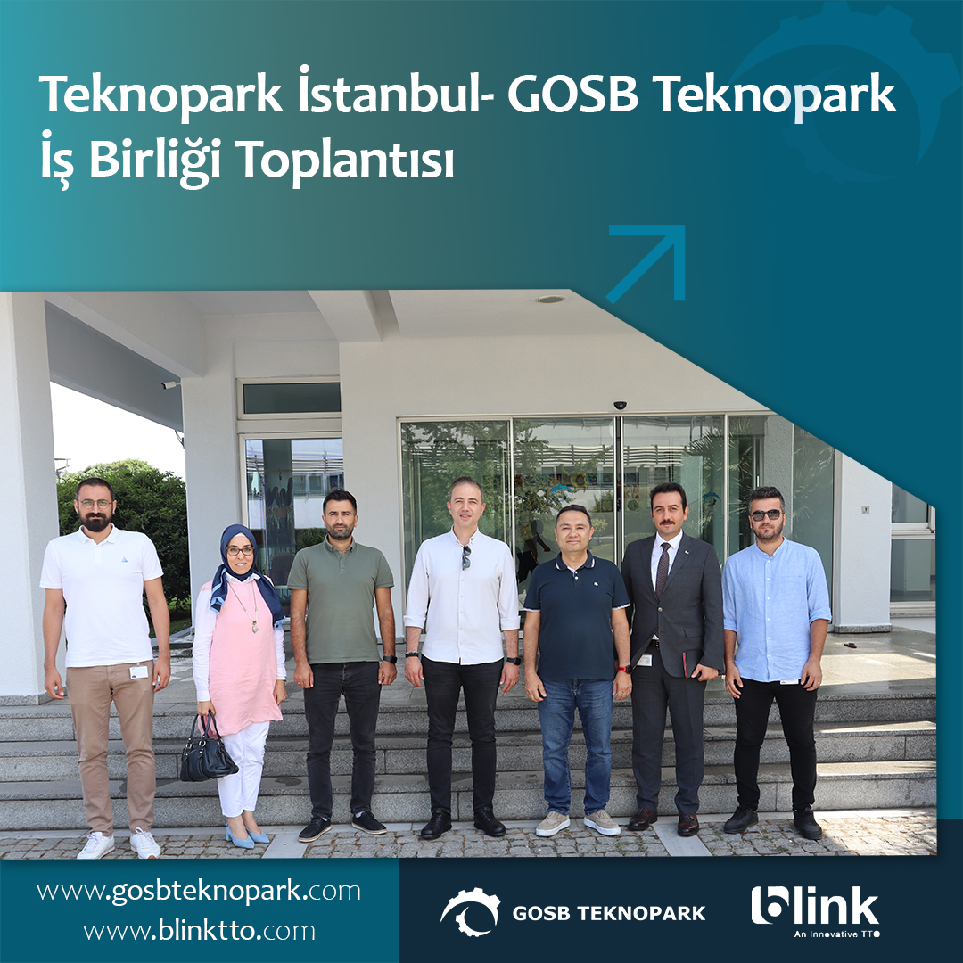 Teknopark İstanbul Genel Müdür Yardımcısı Doç. Dr. Mehmet Şahin Gök, Ar-Ge Hizmetleri Müdürü Dr. Özlem İnel Meryem Kaya, TTO Proje Geliştirme Takım Lideri Kenan Aydın ve Kuluçka Merkezi Uzmanı Rıdvan Ağaç GOSB Teknopark'ı ziyaret etti. Ziyarette olası iş birlikleri konuşuldu.