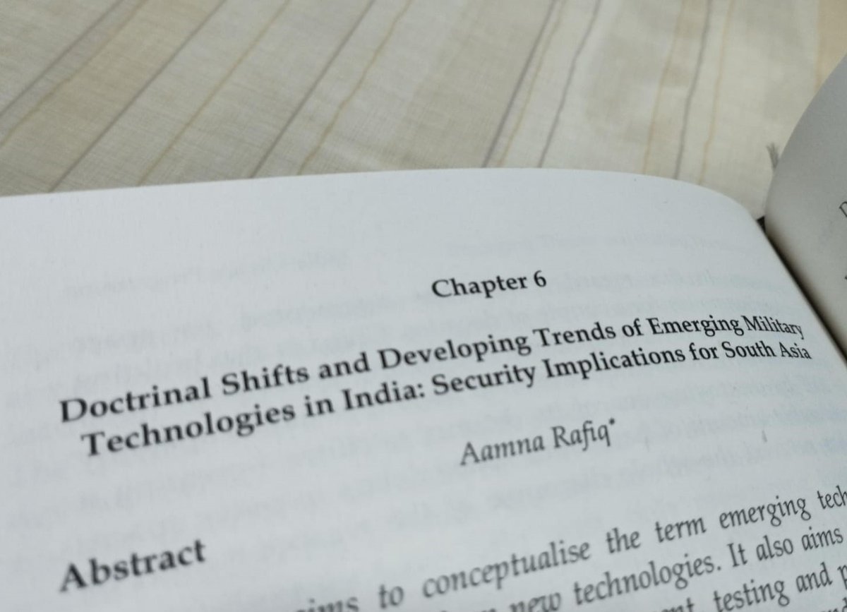 AamnaRafiq's tweet image. We launched our first book - #EmergingThreats &amp;amp; Shifting #Doctrines: Challenges to #StrategicStability in #SouthAsia. Lt Gen Sattar, fmr DG SPD was Chief Guest.  My Chapter - #DoctrinalShifts &amp;amp; Developing Trends of #EmergingTech in #India: Security Implications for #SouthAsia.