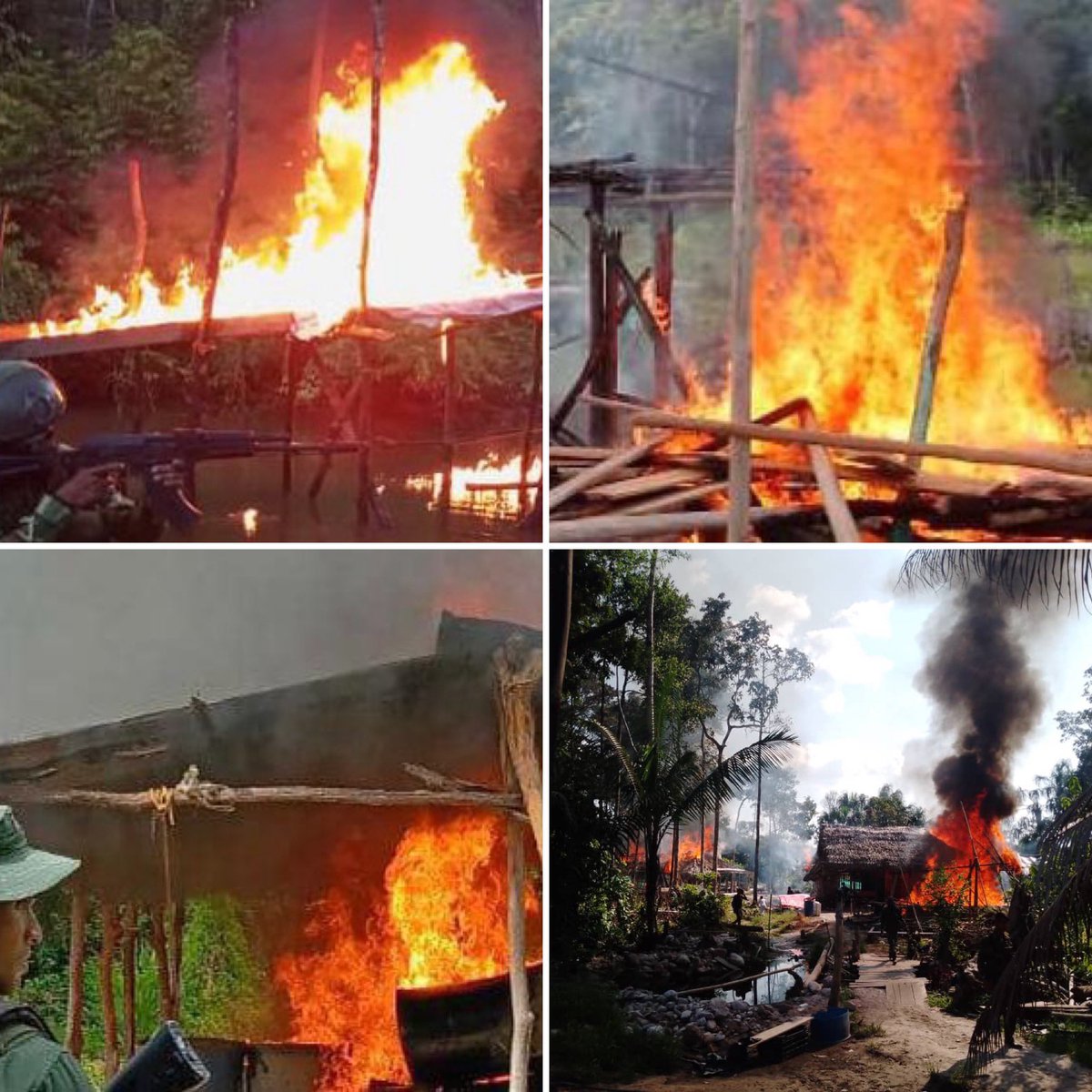 En el marco de la Operación #EscudoBolivariano #CaciqueCayaurima2023, en las costas del estado Sucre, en cumplimiento de las órdenes de nuestro Comandante en Jefe <a href="/NicolasMaduro/">Nicolás Maduro</a>, la #FANB desmantela campamento costero que era operado por grupos organizados armados generadores de