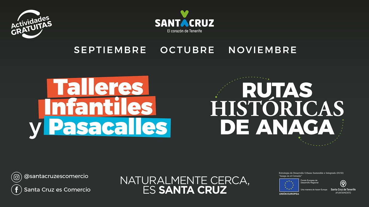 Ayuntamiento de Santa Cruz de Tenerife (@santacruz_ayto) on Twitter photo 🆗Arranca este sábado 2 de septiembre, y se prolongará hasta noviembre, un plan de dinamización 💃🕺 por nueve barrios con 51 actividades gratuitas.
<a href="/DistritoAnaga/">Distrito Anaga</a> <a href="/saludlasalle/">Distrito Salud - La Salle</a> <a href="/CentroIfara/">Distrito Centro Ifara</a>
Mas información ⬇️
santacruzdetenerife.es/web/noticias-y… 🆗Arranca este sábado 2 de septiembre, y se prolongará hasta noviembre, un plan de dinamización 💃🕺 por nueve barrios con 51 actividades gratuitas.
<a href="/DistritoAnaga/">Distrito Anaga</a> <a href="/saludlasalle/">Distrito Salud - La Salle</a> <a href="/CentroIfara/">Distrito Centro Ifara</a>
Mas información ⬇️
santacruzdetenerife.es/web/noticias-y…