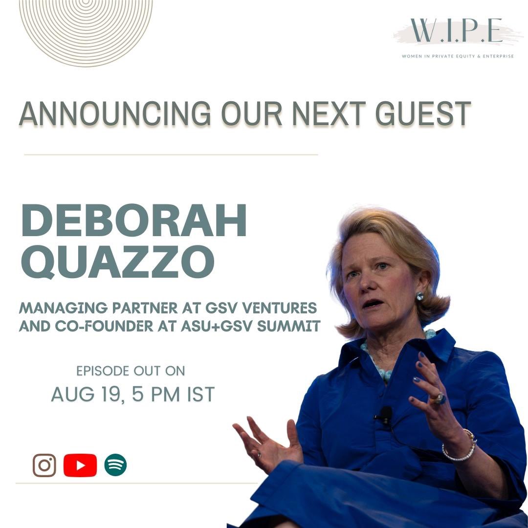 Meet the next speaker in our interview series - Deborah Quazzo who is the Managing Partner of GSV Ventures, a VC fund investing in exceptional entrepreneurs and their companies. 

#wipe #radicallyyours #wipingoutthenorm #WomenEmpowerment