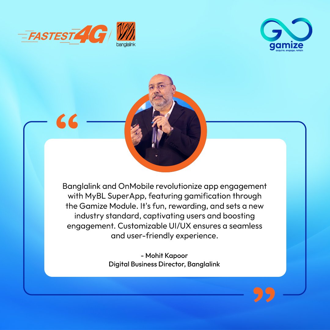 Gamize_com's tweet photo. We are thrilled to receive such positive feedback from, @banglalink, our valued client!

Moments like these motivate us to deliver results that exceed expectations. 
.
.
.
#Gamize #ClientTestimonial #CustomerSatisfaction #TrustedPartnership #CustomerEngagement #UserRetention https://t.co/k6p0WCNzYW