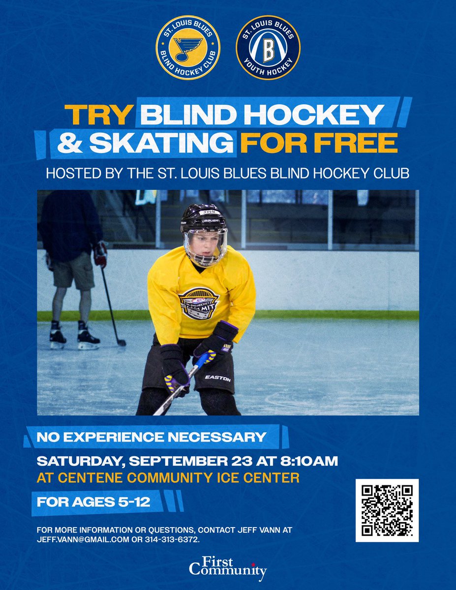 BluesBlindHKY's tweet photo. The St. Louis Blues Blind Hockey Club is hosting a Try Blind Hockey &amp; Skating Free event.  Kids age 5 - 12 are welcome to join.  No experience necessary!  

Register here: https://t.co/Xdbdhe0k9K.. https://t.co/14IDUKOZTy