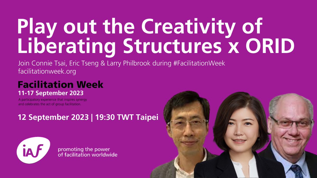 IAFacilitators's tweet photo. We want to invite you to explore how to combine some of the Liberating Structures tools with a conscious design framework from the Institute of Cultural Affairs called Focused Conversation or ORID. 

Register now: https://t.co/qRzHFDPXYI

#FacilitationWeek #FacilitationMatters https://t.co/R5Vsp2cxeA