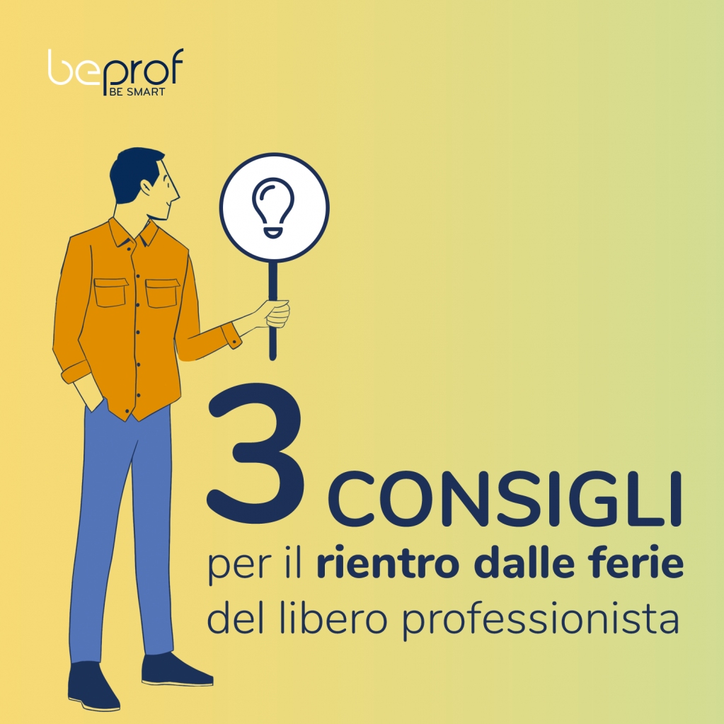 BeProfApp's tweet photo. Tre consigli mirati a facilitare il rientro al lavoro dopo le ferie estive.

#BeProf #LiberiProfessionisti #Freelance #ferie #lavoro #ConsigliEdErrori https://t.co/FZwSdgDF2T