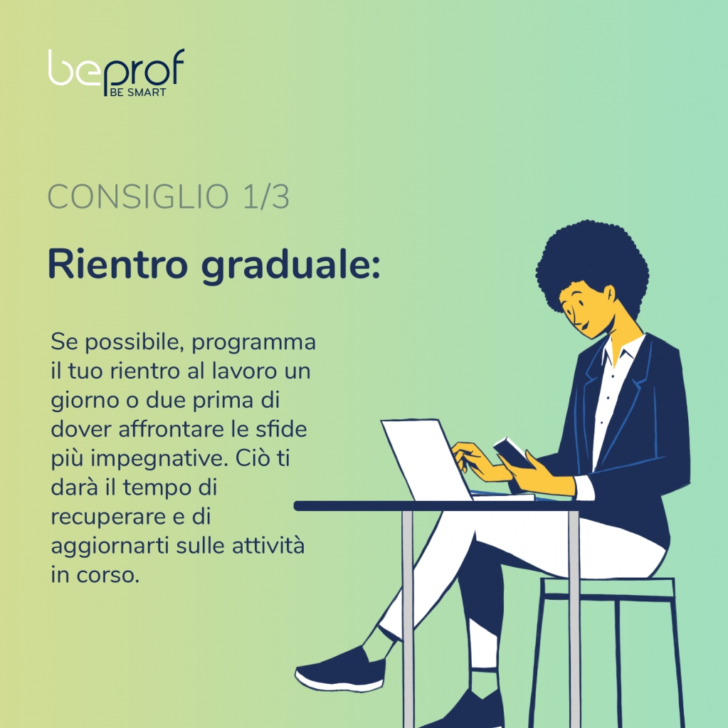 BeProfApp's tweet photo. Tre consigli mirati a facilitare il rientro al lavoro dopo le ferie estive.

#BeProf #LiberiProfessionisti #Freelance #ferie #lavoro #ConsigliEdErrori https://t.co/FZwSdgDF2T
