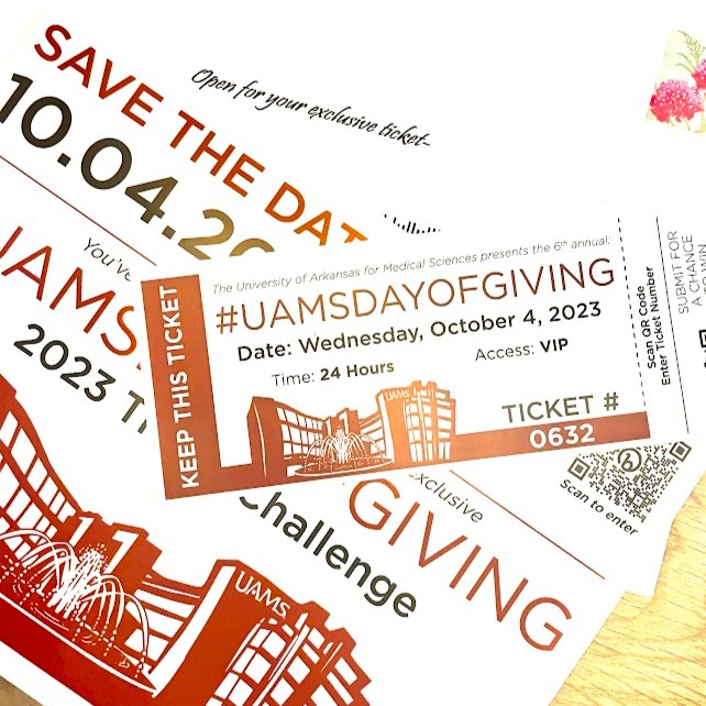 Did you receive your VIP ticket for #UAMSDayOfGiving? You can participate in the ticket challenge by scanning the QR code and entering your name and exclusive ticket number. No need to wait, you can make your gift today! Your support will make a difference!