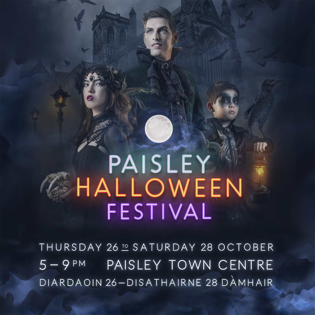 It’s back! 🦇👻🎃 Paisley Halloween Festival returns this October in all it's gothic glory.

This free event is one of the best of its kind, if you are in Paisley on 26th-28th Oct, come &amp; join the fun!

Visit the website for more info
paisley.is/featured_event…
