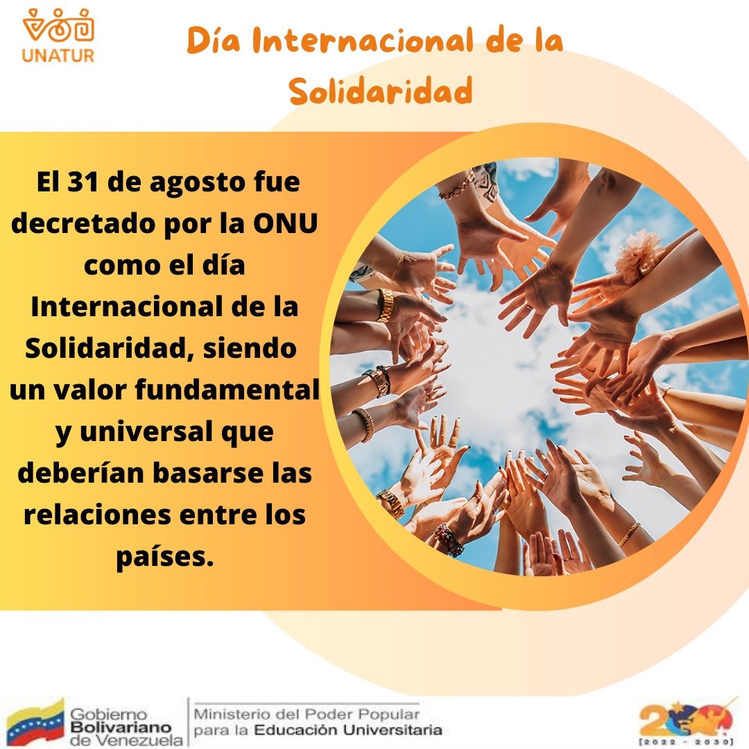 ✨| Feliz día internacional de la Solidaridad; tengamos más empatía con nuestros amigos, familiares y no olvidemos a nuestros países hermanos 🇻🇪✊🏻