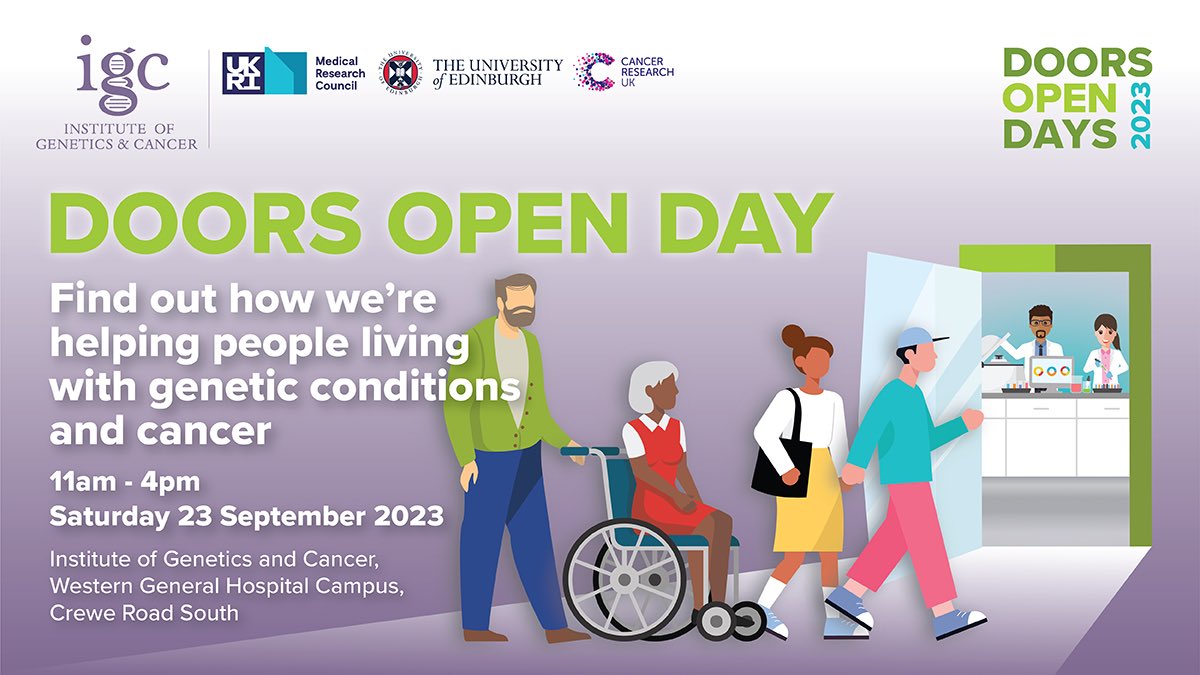 We're excited to open our doors to the local community again on Sat 23 Sept. Visit us at the Western General Hospital campus, Crewe Road for tours, hands-on activities, fascinating talks and even a cuppa from our Nucleus cafe. Find out more: eventbrite.co.uk/e/doors-open-d…
#DoorsOpenDays