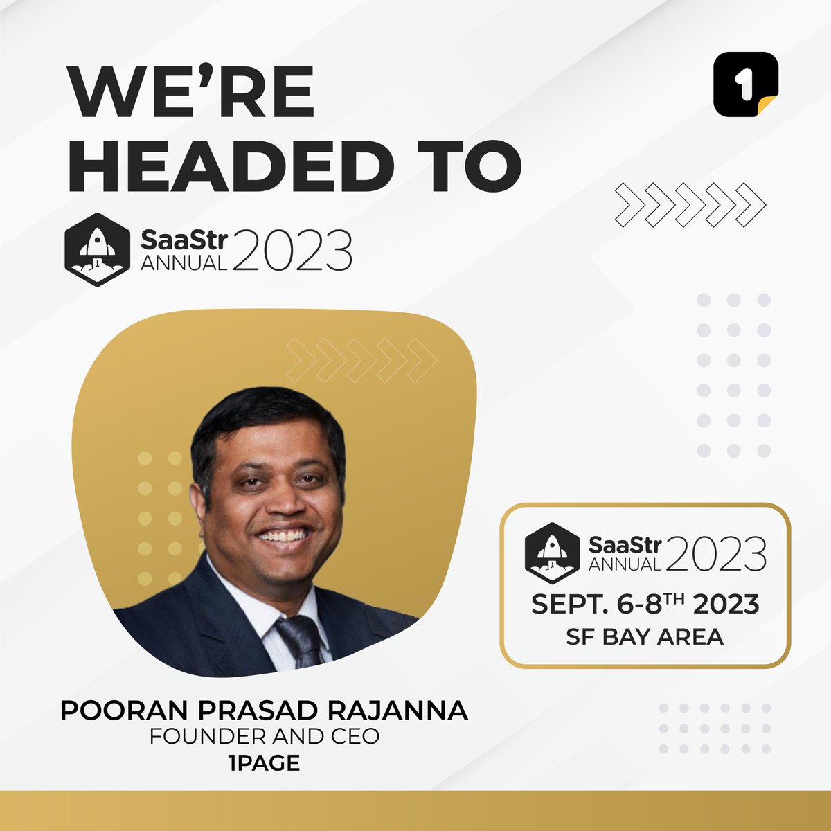 get1page's tweet image. We are excited to announce that we&apos;ll be part of the upcoming @saastr Annual 2023!🎉@SaaStrAnnual

#SaaStr #saastrannual #SaaSConference #saastrannual2023 #1Page #SaaS