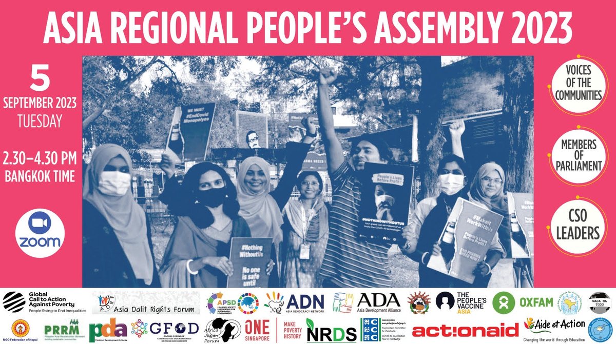 CastoutSlavery's tweet photo. As part of the Global People's Assembly, we in Asia are organizing the Asia Regional People's Assembly (Virtual) on September 5, 2023 from 2:30pm - 4:30pm (ICT)

We look forward to seeing you there.

https://t.co/MViIe5dd6p https://t.co/UXiRyQKc9k