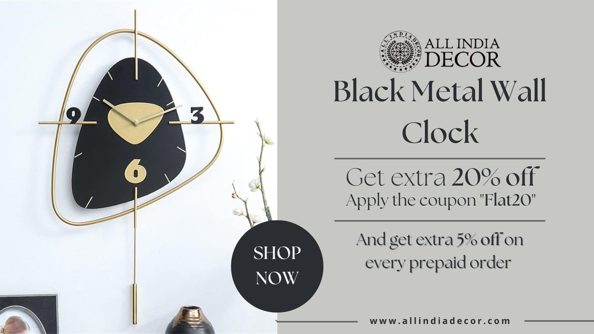 AllIndiaDecor's tweet photo. Adorning my space with elegance and edge ⌛🖤🕰️ #Allindiadecor #BlackMetalChic #TimepieceTrends #GothicDecor #WallClockMagic #SleekAndDark https://t.co/e6XMcE68ja