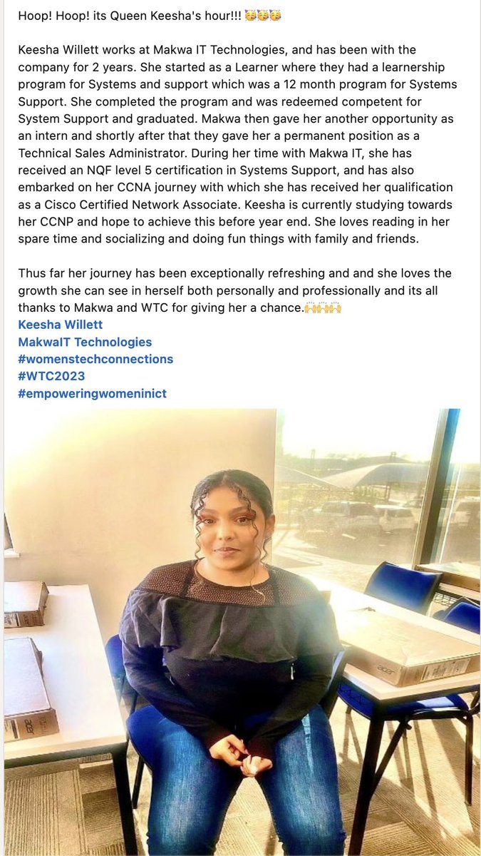 Let's give it up for Keesha Willett !!!!
#womenstechconnections
#WTC2023
#empoweringwomeninict
