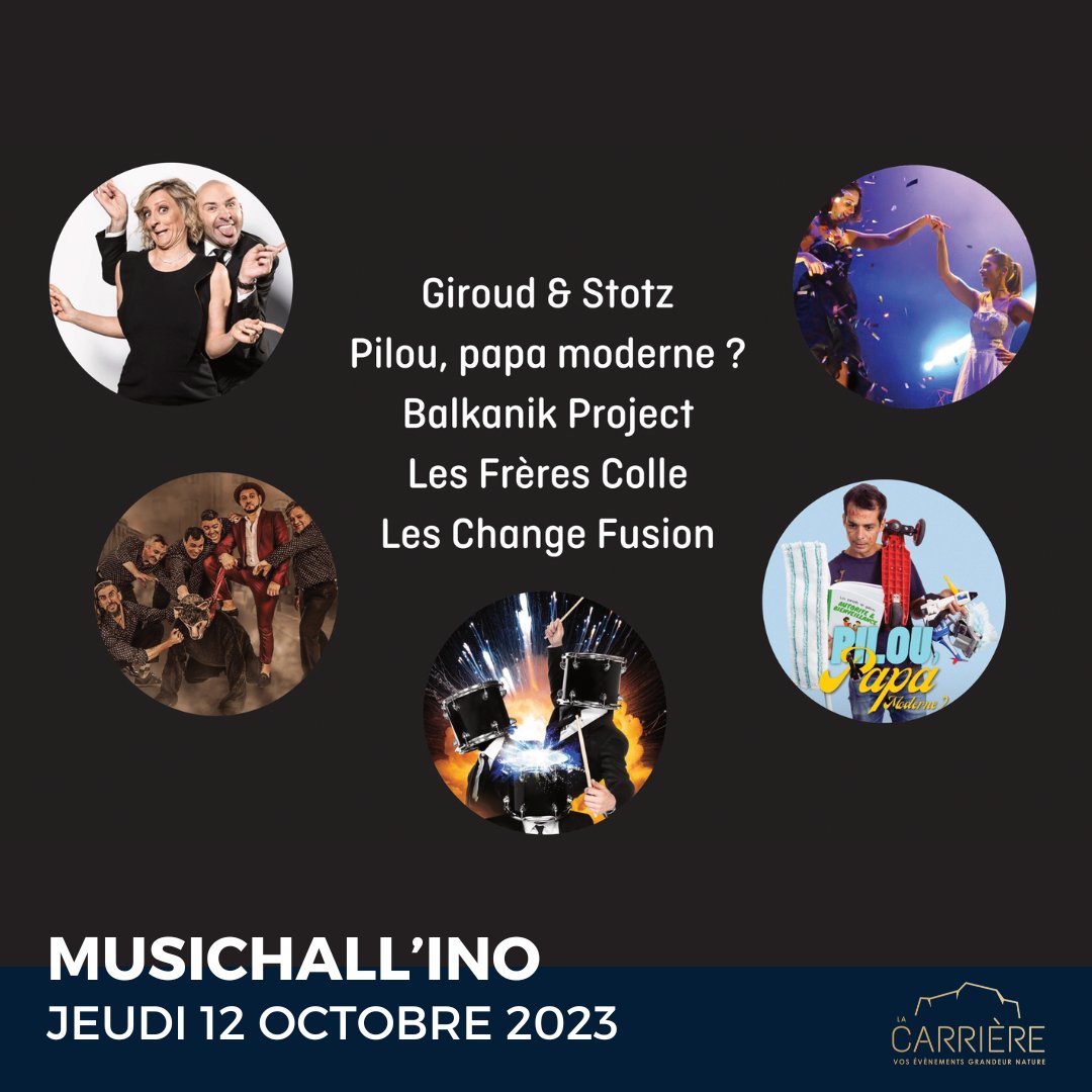 Le spectacle Musichall'Ino revient à La Carrière pour une nouvelle soirée ! 🎉

L'événement est organisé au profit de l’association Ma Parenthèse, engagée pour les femmes touchées par un cancer 💪🏻

🎫 Rendez-vous dans notre agenda pour prendre ton ticket : lacarriere-events.com/musichallino-2…