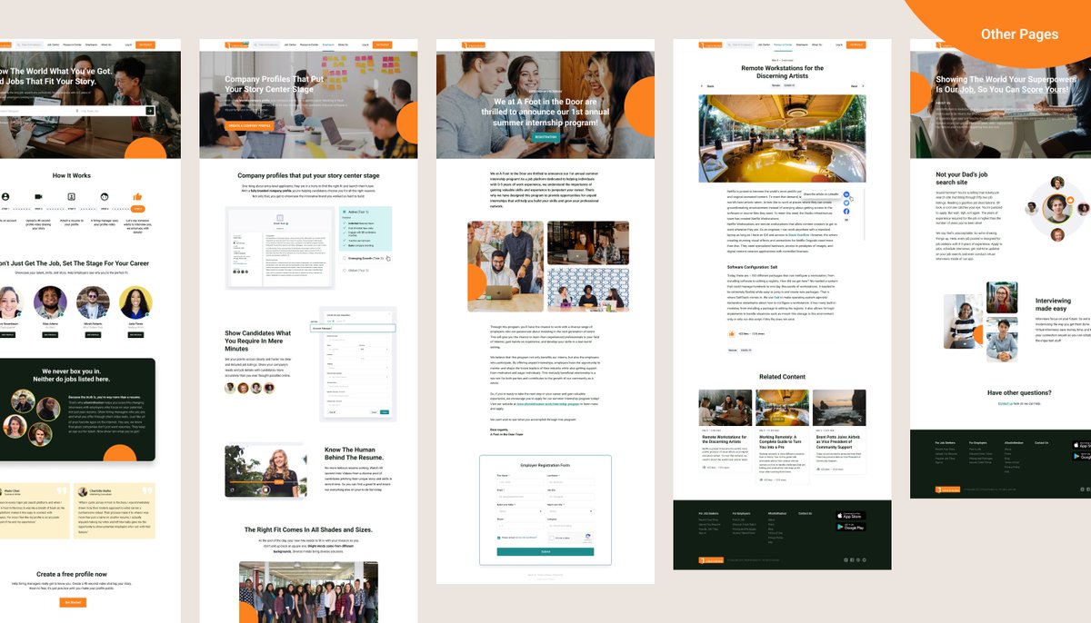 Check the website design we've made for👉A Foot in the Door! 

A Foot in the Door is a next-generation job search platform dedicated exclusively to job seekers with 0-5 years of work experience.

lnkd.in/dfVNF5zA

#webdesign  #marketing #ui #ux