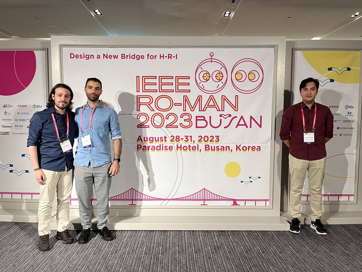 UoM Cognitive Robotics Lab (@corolab_uom) on Twitter photo Our @FedeRoboto <a href="/lucarag92/">Luca Raggioli</a> <a href="/mehdi_hello/">HELLOU Mehdi</a> presented and spent four wonderful days at IEEE RO-MAN 2023 <a href="/ieeeroman/">RO-MAN 2025</a>
See you soon Busan!
#robotics #conference #southkorea Our @FedeRoboto <a href="/lucarag92/">Luca Raggioli</a> <a href="/mehdi_hello/">HELLOU Mehdi</a> presented and spent four wonderful days at IEEE RO-MAN 2023 <a href="/ieeeroman/">RO-MAN 2025</a>
See you soon Busan!
#robotics #conference #southkorea
