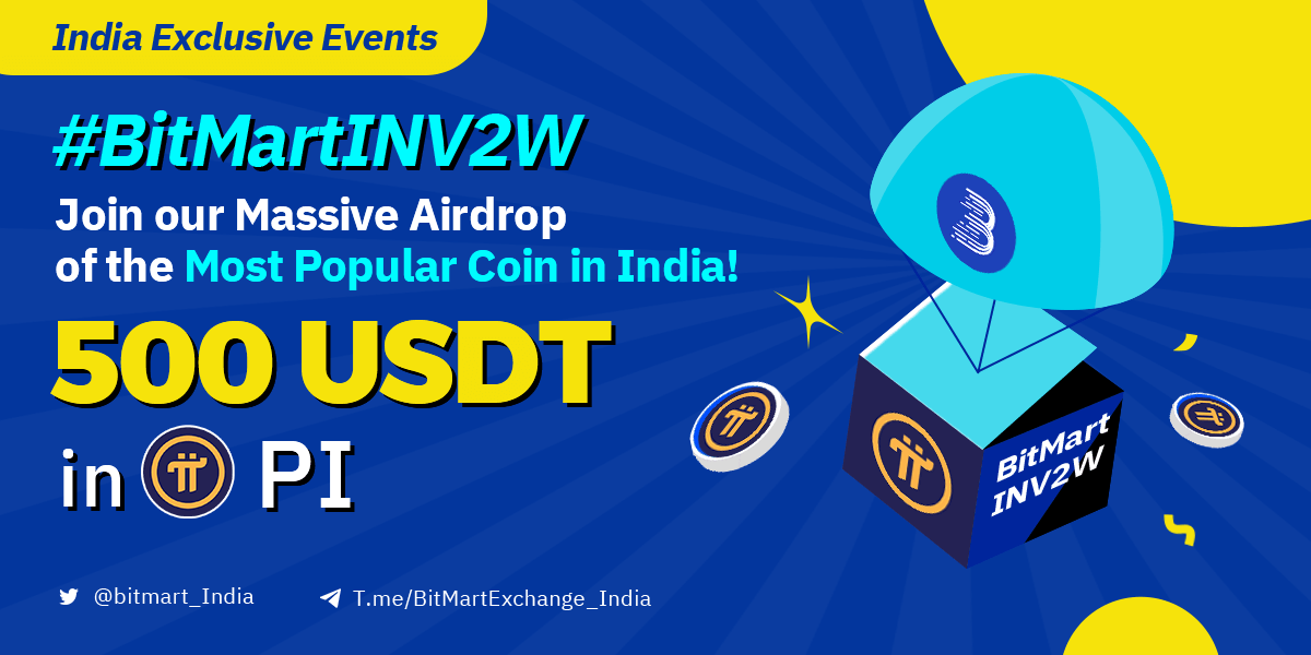 BitMart_SA's tweet photo. #BitMartINV2W
India Exclusive! Join our Massive #Airdrop of the Most Popular Coin in India!

The most popular coin in India this week — $PI

🎁500 $USDT in $PI Airdrops/200 Winners

🪐 Rules
🔹Follow @BitMart_India & @BitMartExchange
🔹Join: https://t.co/DEyDeU2rbm & https://t.co/cS1Kh0ZSmR
🔹 RT & Like & Tag 3 frds
🔹 Fill https://t.co/MAnrcwaLCz

✨ Reg: https://t.co/7gCSHDycNn

#Crypto #BTC #ETH #PI #GIVEAWAY