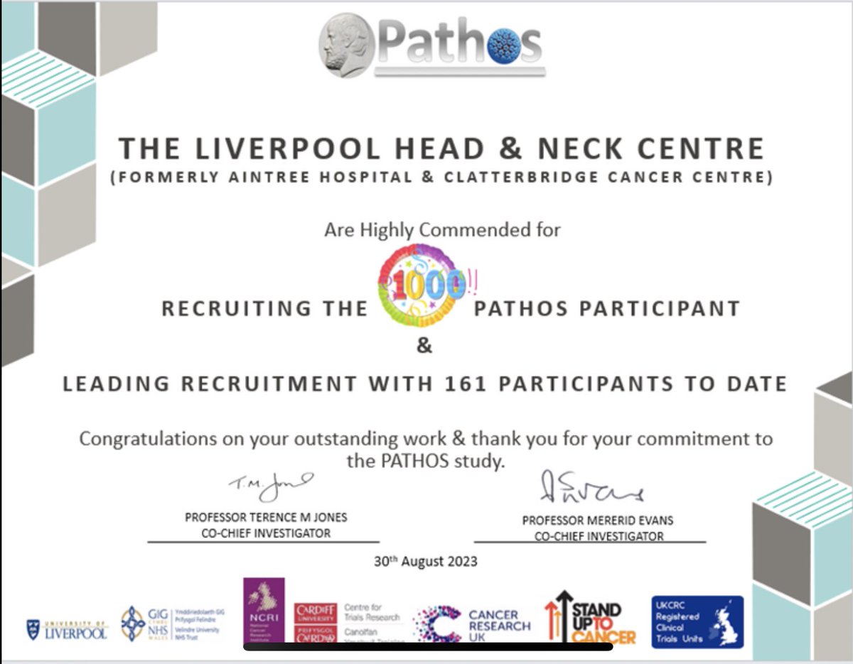 Liverpool Head & Neck Centre (@livheadandneck) on Twitter photo A historic landmark and testament to the international community of patients, head and neck clinicians, allied specialists and research teams making recruitment to Pathos such a success. Onwards! @TerryMJones4 <a href="/mereride/">mererid evans</a> <a href="/katgriffiths33/">Kat Davies</a> <a href="/Dr_JCF/">Jason Fleming</a> <a href="/drchrisloh/">Christopher Loh</a> <a href="/shirleypringle/">Shirley Pringle 💙🌈</a> A historic landmark and testament to the international community of patients, head and neck clinicians, allied specialists and research teams making recruitment to Pathos such a success. Onwards! @TerryMJones4 <a href="/mereride/">mererid evans</a> <a href="/katgriffiths33/">Kat Davies</a> <a href="/Dr_JCF/">Jason Fleming</a> <a href="/drchrisloh/">Christopher Loh</a> <a href="/shirleypringle/">Shirley Pringle 💙🌈</a>