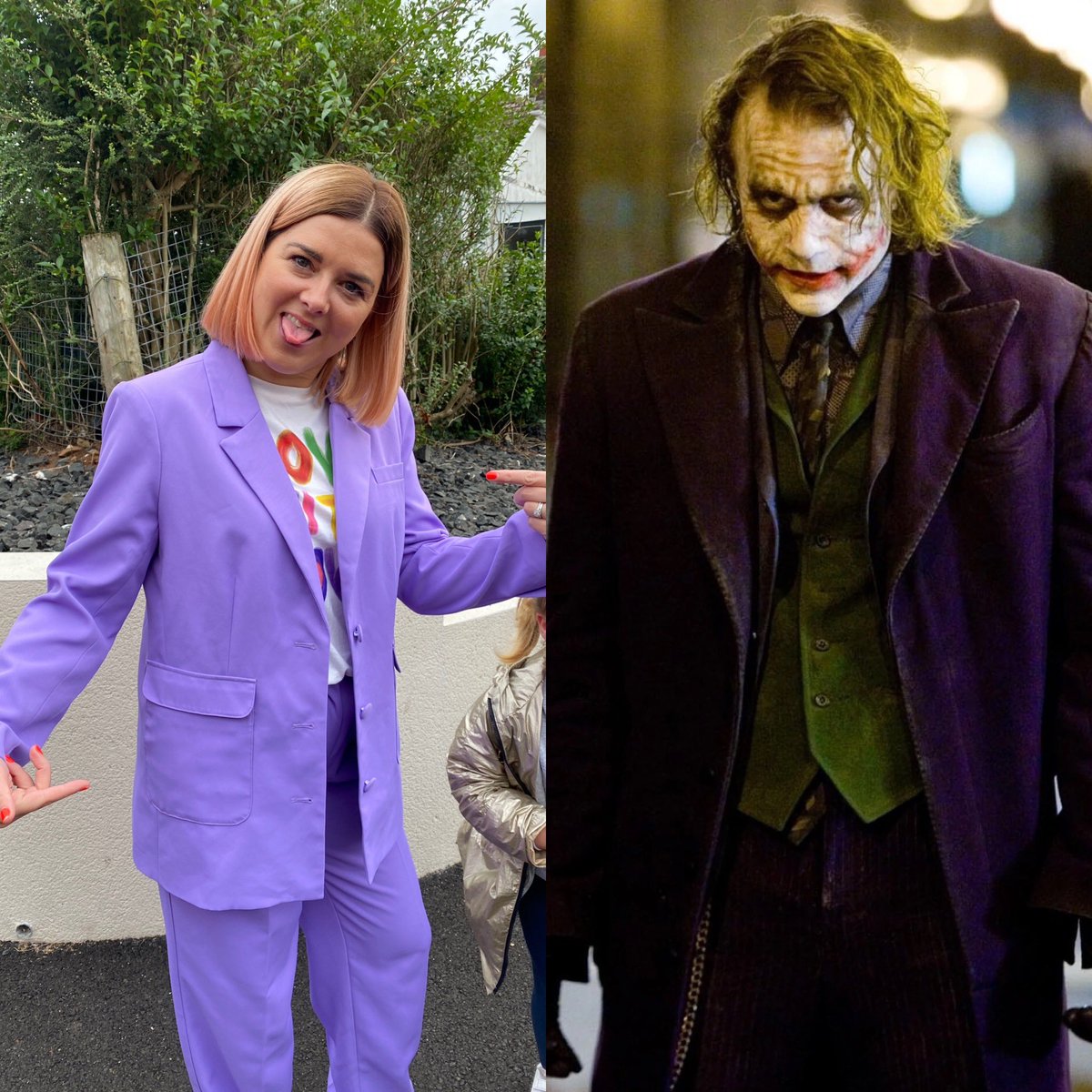 FlipHowe's tweet photo. When your sister in law dresses like the Joker #WhySoSerious #ItsNotEvenHalloween https://t.co/OLGiFlAARd
