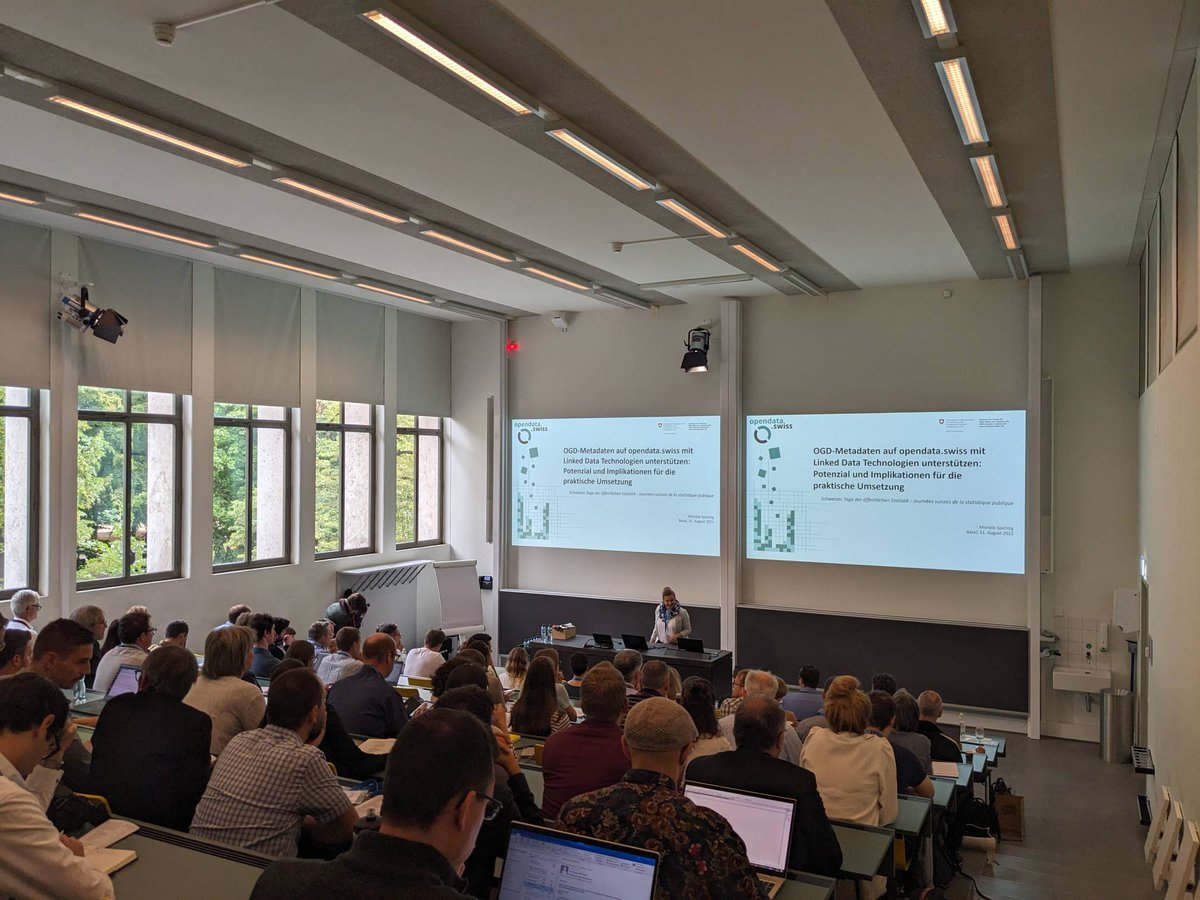 opendataswiss's tweet photo. #JSS23 : Michèle Spichtig, data specialist au secrétariat #OGD nous parle du potentiel des technologies #LinkedData pour le traitement des #métadonnées sur https://t.co/A2UmWTRYLz.
#OpenData #LOD #OpenGovernmentData #metadata https://t.co/BBWZ8m03IL