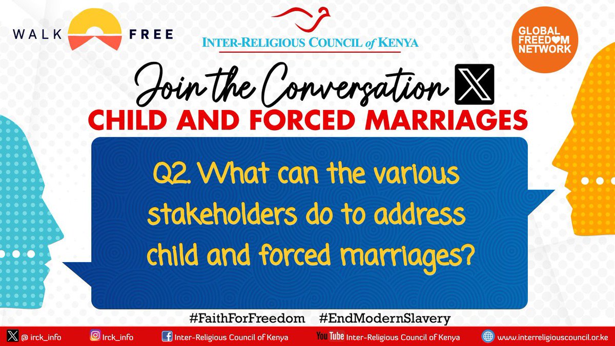 Kenya Interfaith Youth Network across the country is engaging in addressing challenges and gaps in ending child and forced marriages. #EndModernSlavery #FaithForFreedom 

Join the conversation and help safeguard our children #EndModernSlavery