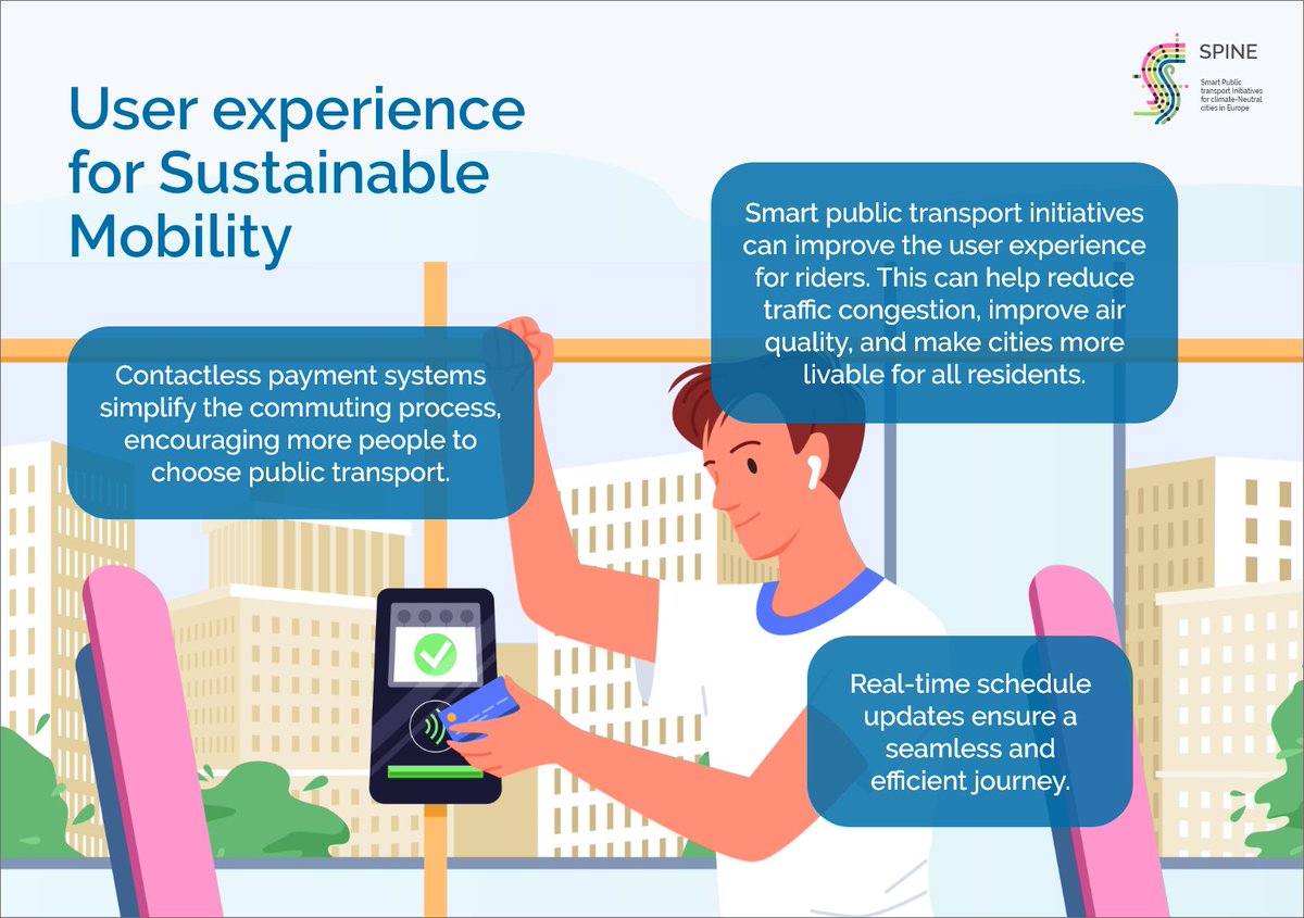 project_spine's tweet photo. SPINE will define and implement digital tools that enable #innovative mobility solutions deployment by integrating new mobility services in #PublicTransport. These services can improve the user experience for travellers and encourage more people to use public transport. https://t.co/CV8yEV3KH7