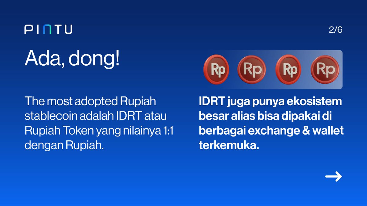 PintuID's tweet image. Dengan IDRT proses on-ramp dan off-ramp crypto dapat dilakukan dengan mudah dan cepat 🤩