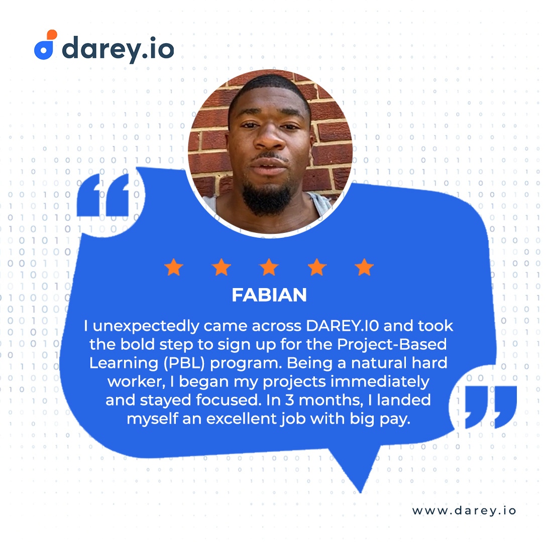 darey_io's tweet image. With focus, consistency and eyes on the prize, Darey.io is committed to ensuring that you land your first DevOps gig as soon as possible, just like Fabian did 💪🏾
#dareyio #transitiontotech #DevOps #DevOpsMasterClass #careerswitch
#DevOpsCertification