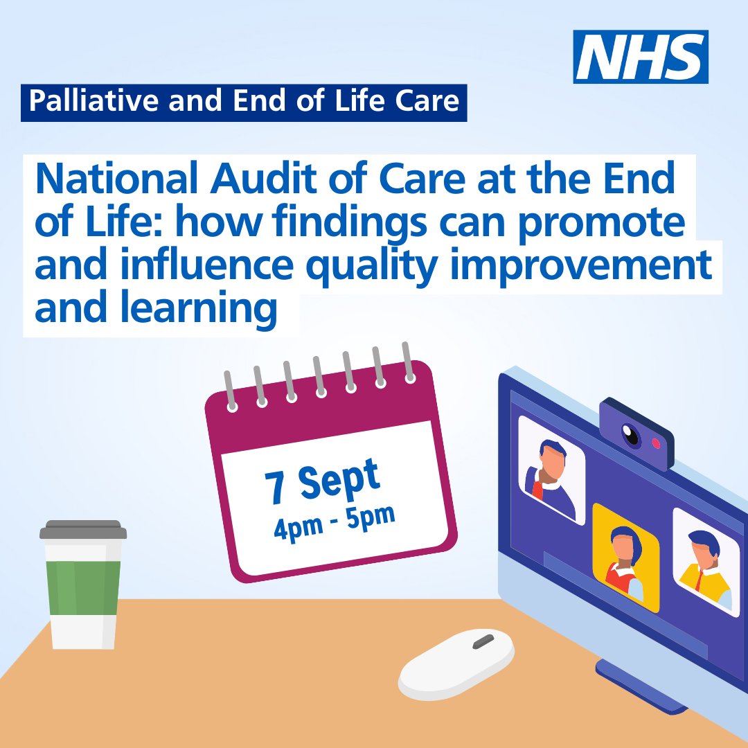 .@NHSBenchmarking will present an overview of the recently published national audit of care at the end of life and explain how future audits will be planned and undertaken. Date: 7 September Time: 4-5pm Register: events.england.nhs.uk/events/peolc-w… #PEoLC @HQIP @AoMRC @theRCN @NVTweeting