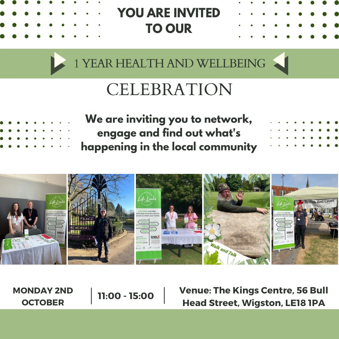 We are happy to announce we are celebrating the first year of our county service with a health and well-being event. There will be services as well as a safe space for people to come along between 11:00 - 15:00. If you have any questions: 📞- 0800 0234 575
