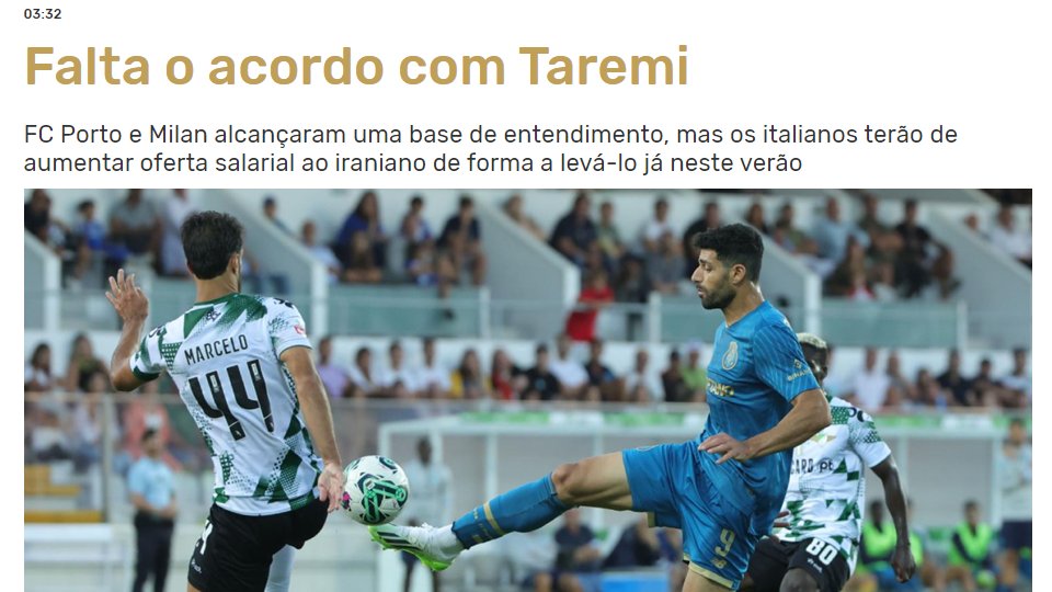 DFabretti's tweet photo. #Taremi situazione in stallo per stipendio troppo basso 
notizia da : @Record_Portugal https://t.co/wB5i5Y27ap