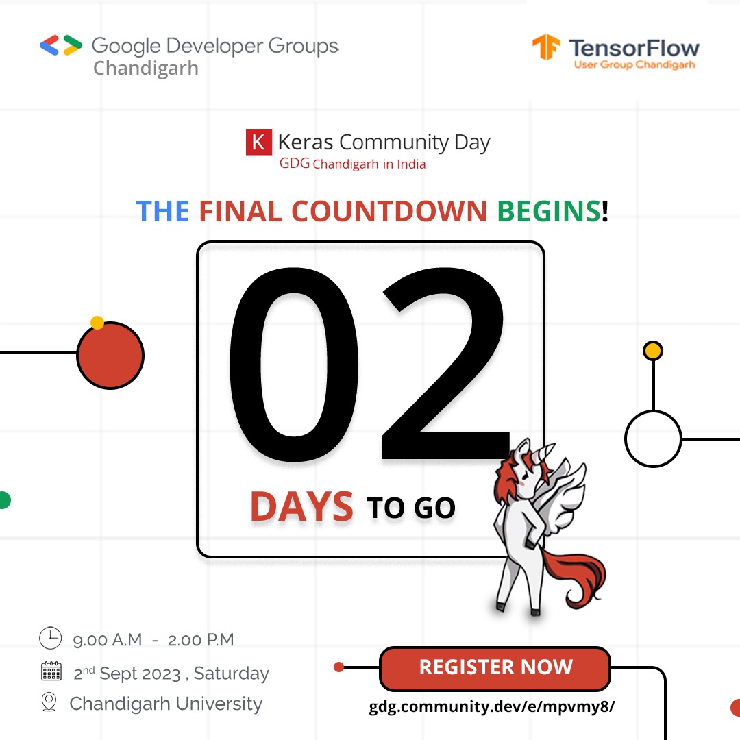 wtmchandigarh's tweet image. 🎉🥳💃🕺Party mode on because it's just two days to go for the Keras Community Day Chandigarh 

We are very excited, tell us how excited you are? 😀

#kerasday #gdgchandigarh #wtmchandigarh