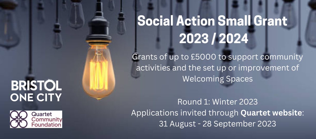 CommDevBristol's tweet photo. The Social Action Grant Programme from Bristol One City is now open for applications until 28th September! If you are a community group or charity based and working in Bristol, find out if you're eligible and how to apply: https://t.co/ut4HZnRiFV https://t.co/RSDH6D3hzN