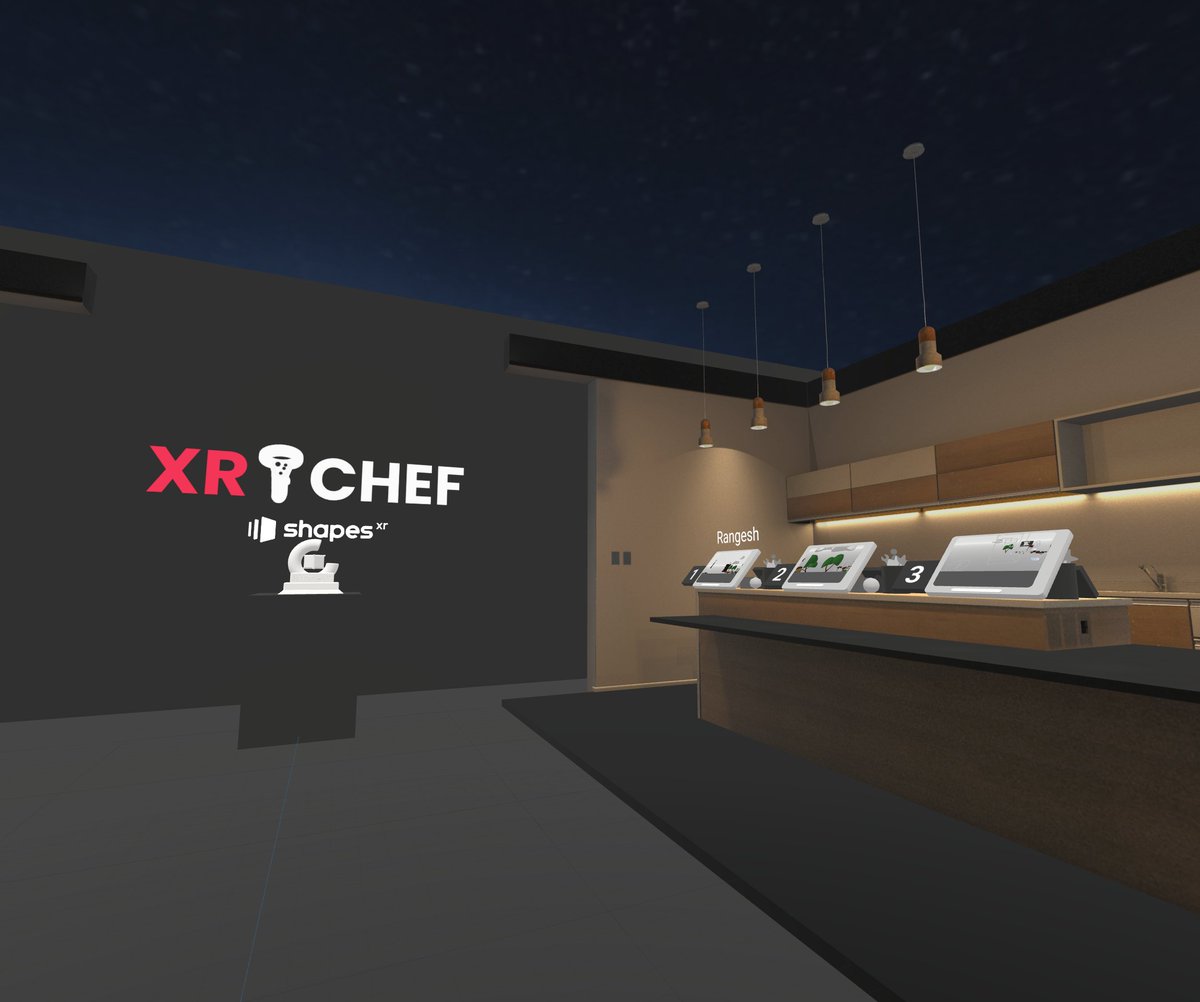 ShapesXR's tweet photo. Everything is set up for the second #XRCHEF #design competition! 10 designers in a 45-minute sprint will compete to win the title of #XR Chef and a 500 USD prize.