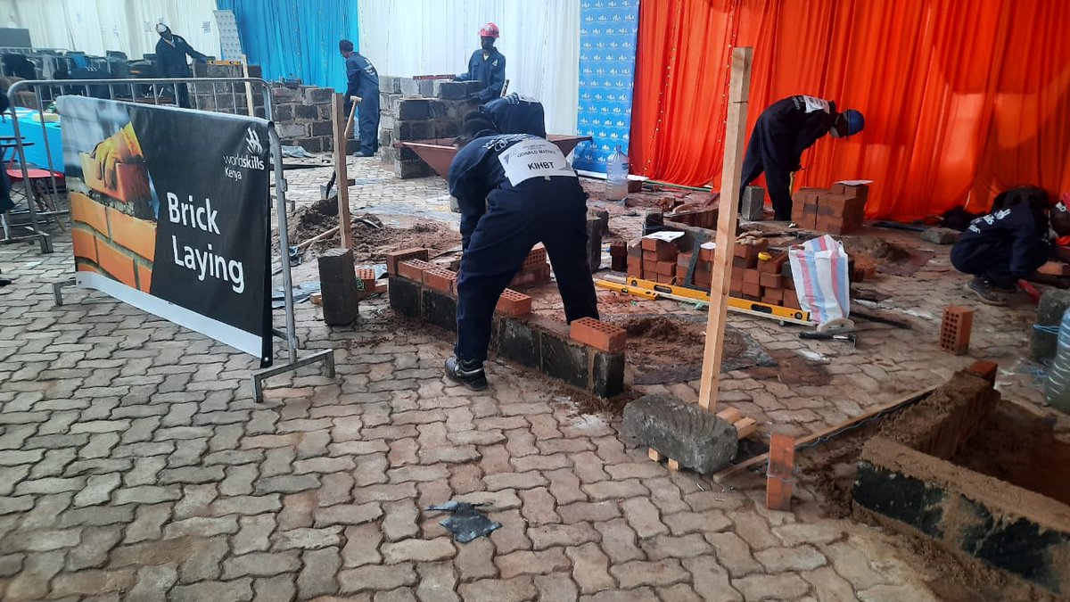 KihbtT's tweet photo. KIHBT trainees showcasing their skills in Brick Laying during the  @worldskillsKE National innovations and competition https://t.co/wWTgJ6grzq
