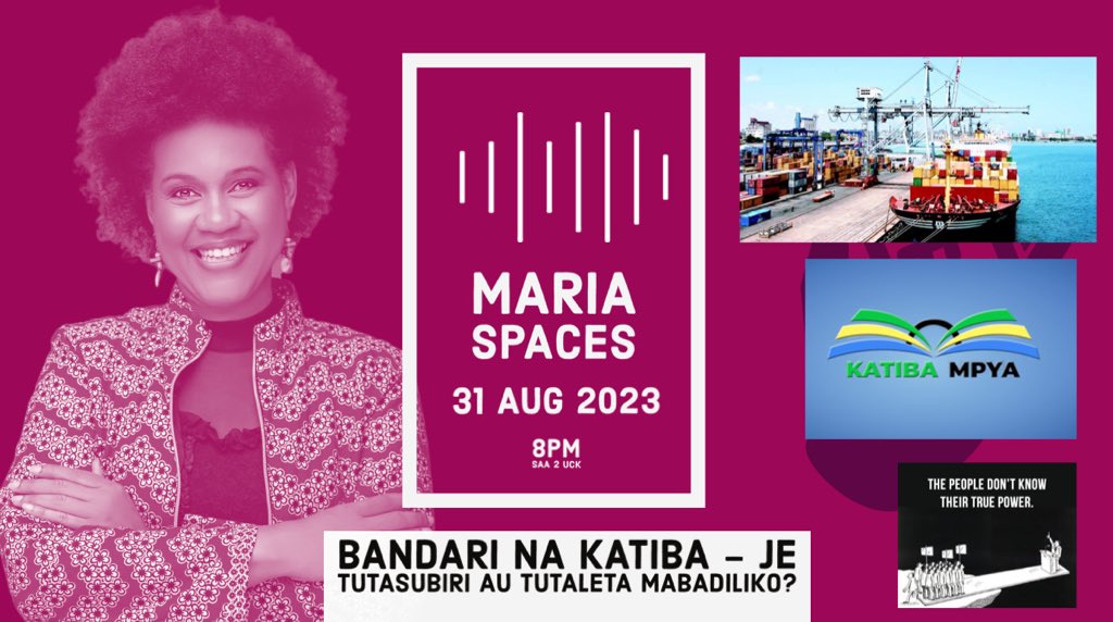 MariaSTsehai's tweet photo. Leo #MariaSpaces tunajadili: Bandari na Katiba - je tutasubiri au tutaleta mabadiliko?
Tunaona suala la Bandari bado halieleweki huku tukichezewa shere na vitu kama baraza la mawaziri, Katiba tumeambiwa tunahitaji elimu miaka mitatu kwanza
Mabadiliko tuleta wenyewe?
Leo saa 2 uck https://t.co/S33Zqm4dID