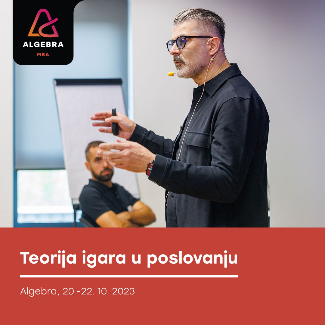 ♟️💼Radionica Teorija u igara u poslovanju najbolji je način da osjetite malo i atmosferu našeg e-Leadership MBA studija.
I osvojite #MBA stipendiju koja će definitivno ubrzati vaš karijerni napredak!
📌Saznajte više i prijavite se već danas shorturl.at/kAIW8