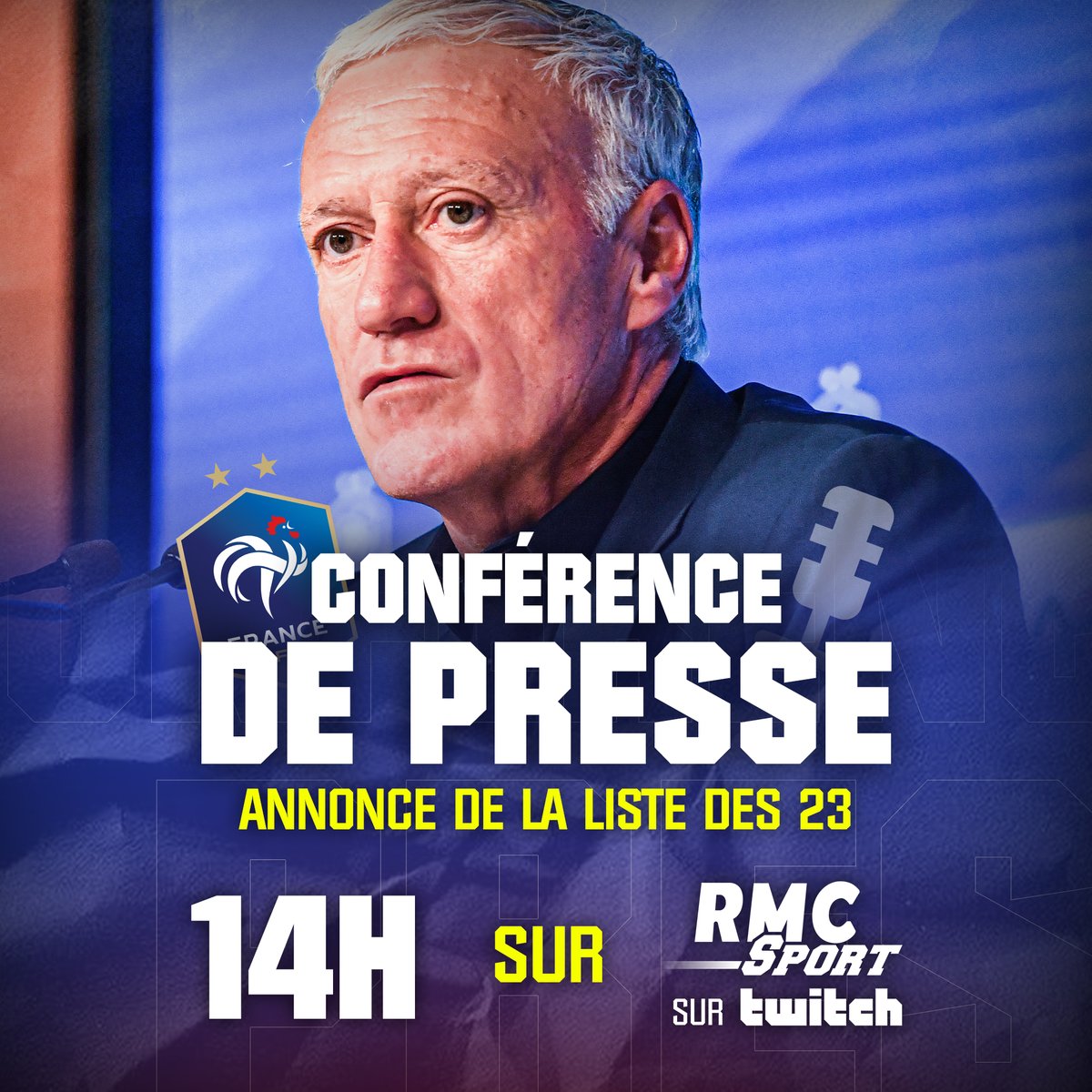 🇫🇷⚽️ Didier Deschamps va dévoiler à 14h les 23 joueurs retenus pour les deux prochaines échéances de l'Équipe de France (7/09 face à l'Irlande 🇮🇪 dans le cadre des éliminatoires à l'Euro 2024 et 12/09 face à l'Allemagne 🇩🇪 en amical).

💥C'est à suivre dès 14h en LIBRE ACCÈS sur