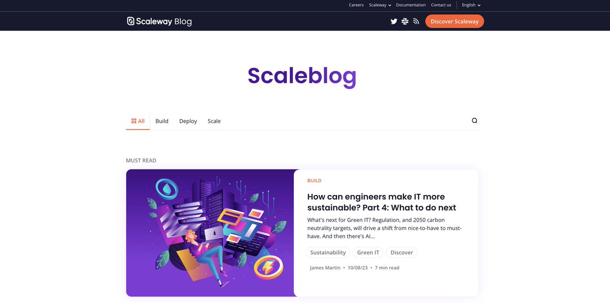 Scaleway's tweet image. We&apos;re celebrating #BlogDay with our own blog&apos;s most-viewed posts of 2023 so far! From #opensource to #Kubernetes, #SaaS to #Latency, #Compute, #Sustainability &amp;amp; #CICD, our blog explores cutting-edge tech trends, innovative solutions &amp;amp; expert insights. Dive in now! Thread 🧵