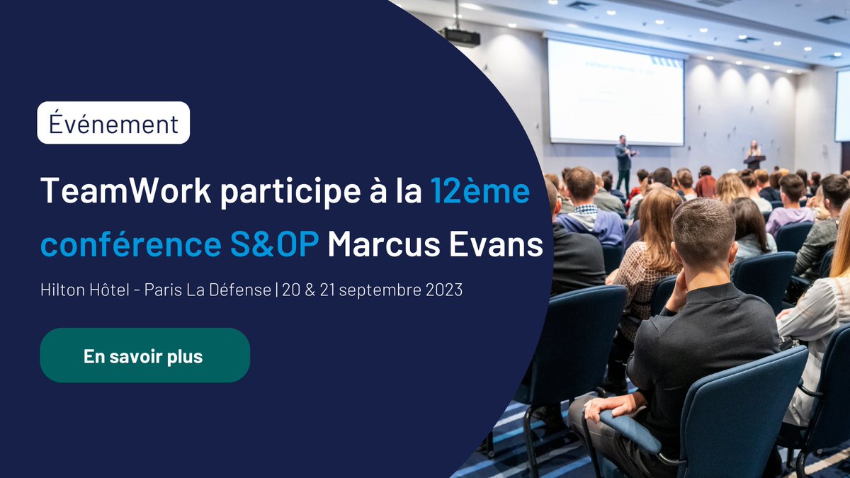 TeamWork Corporate (@teamworktweet) on Twitter photo 🗓 TeamWork sera présent à la 12ème conférence <a href="/marcusevans/">Marcus Evans Group</a> sur le S&OP !
Venez nous rencontrer les 20 & 21 septembre à l'hôtel Hilton - Paris La Défense.
Pour en savoir plus : swll.to/H8tOwLu
#MarcusEvans #sop 🗓 TeamWork sera présent à la 12ème conférence <a href="/marcusevans/">Marcus Evans Group</a> sur le S&OP !
Venez nous rencontrer les 20 & 21 septembre à l'hôtel Hilton - Paris La Défense.
Pour en savoir plus : swll.to/H8tOwLu
#MarcusEvans #sop