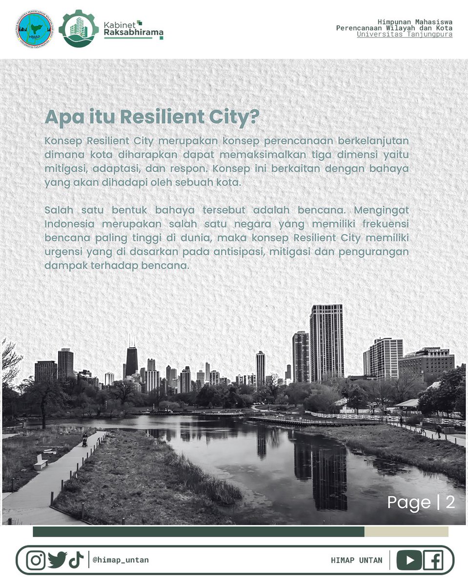 himap_untan's tweet photo. [EXSPACE: Kota-kota dengan Penerapan Konsep Resilient City]

Kota dengan konsep Resilient City didasarkan dengan memperkuat sistem-sistem yang ada serta memaham potensi tekanan dan guncangan yang akan dihadapi. https://t.co/cyURaXyI43