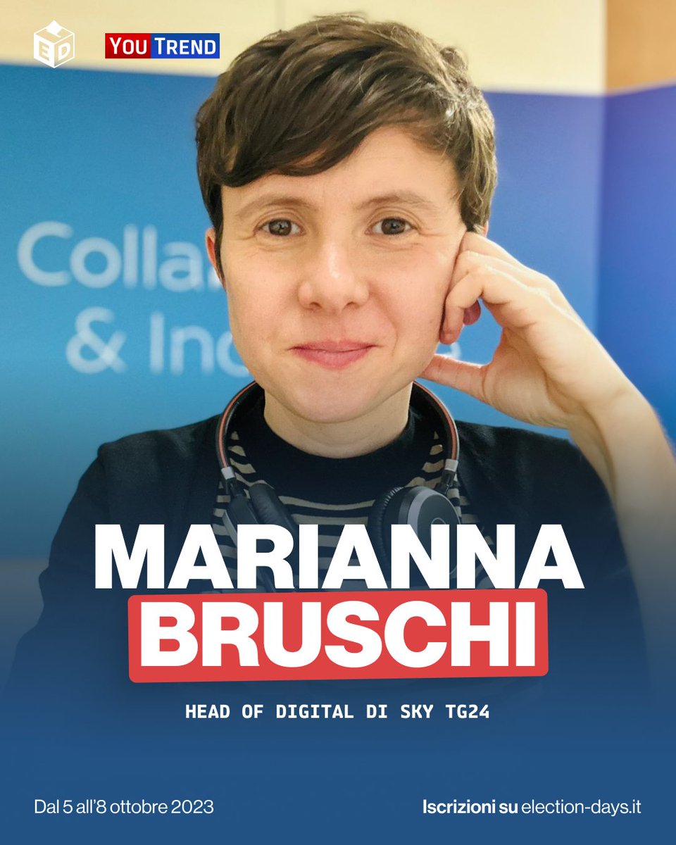 Nella giuria della finale di Election Days 2023, il nostro workshop annuale sulla comunicazione politica, ci sarà @MariannaBruschi, head of digital di @SkyTG24! #ED23