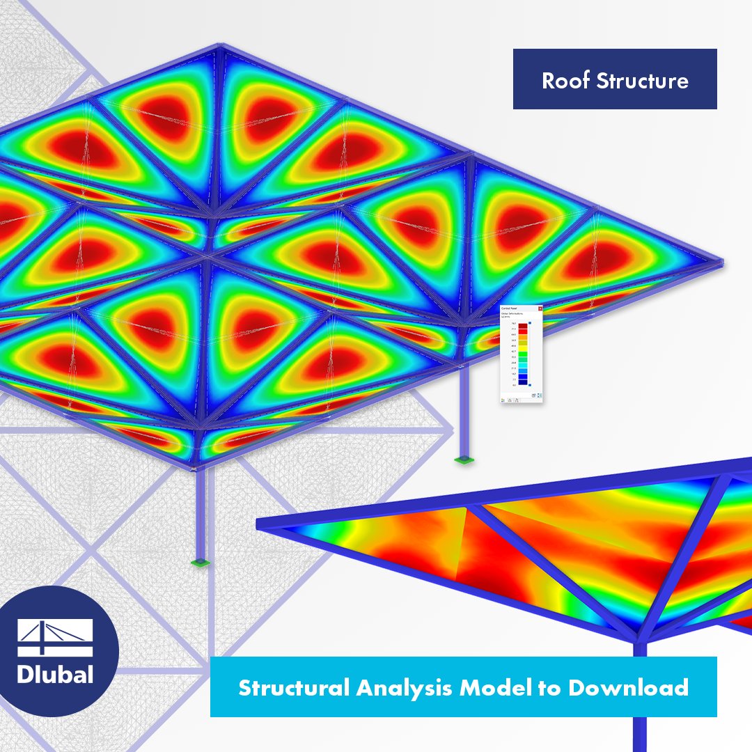 dlubal_en's tweet image. Roof Structure | Structural RFEM 6 Model to Download

bit.ly/3PhT811

#MembraneStructures #TensileMembraneStructures #FormFinding #CuttingPattern #CuttingPatterns #Dlubal #DlubalSoftware #RFEM #RSTAB #StructuralEngineering #StructuralDesign