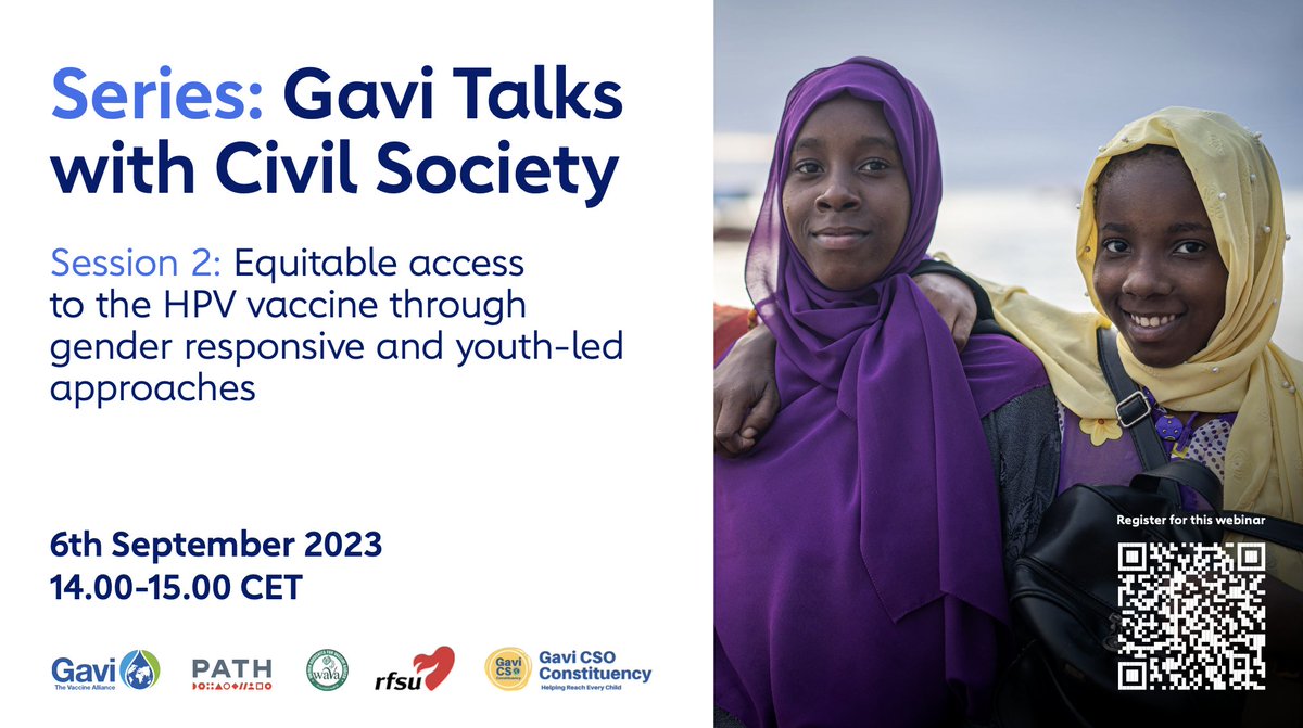 Mark your calendars! 

On September 6th we will be co-hosting an event with <a href="/PATHtweets/">PATH</a> <a href="/Wavaorg/">Women Advocates for Vaccine Access</a> <a href="/RFSU/">RFSU</a> and <a href="/gavi_csos/">Gavi CSO Constituency</a> on how to ensure equitable access to the #HPV vaccine through gender responsive and youth-led approaches. 

Register here: bit.ly/47SxA1Y