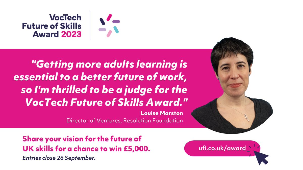📣 Announcement time! 📣 We're thrilled to introduce the brilliant <a href="/louisemarston/">Louise Marston</a> as a judge for the VocTech Future of Skills Award 🎉👏

Share your vision for a better skills system for a chance to win £5,000.

We're delighted to have Louise as a key member of our award judging