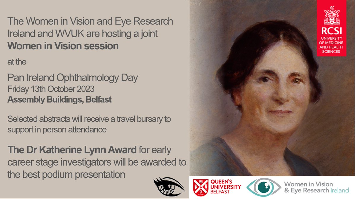 Don't miss this chance! Abstract submissions closing Sept 15th for our Women in Vision session with <a href="/womeninvisionuk/">Women in Vision UK</a>

Selected abstracts win travel bursaries for in-person attendance &amp; contend for the Dr Kathleen Lynn Prize

Details: shorturl.at/kqwF4

<a href="/RCSIPharmBioMol/">RCSI School of Pharmacy and Biomolecular Sciences</a>