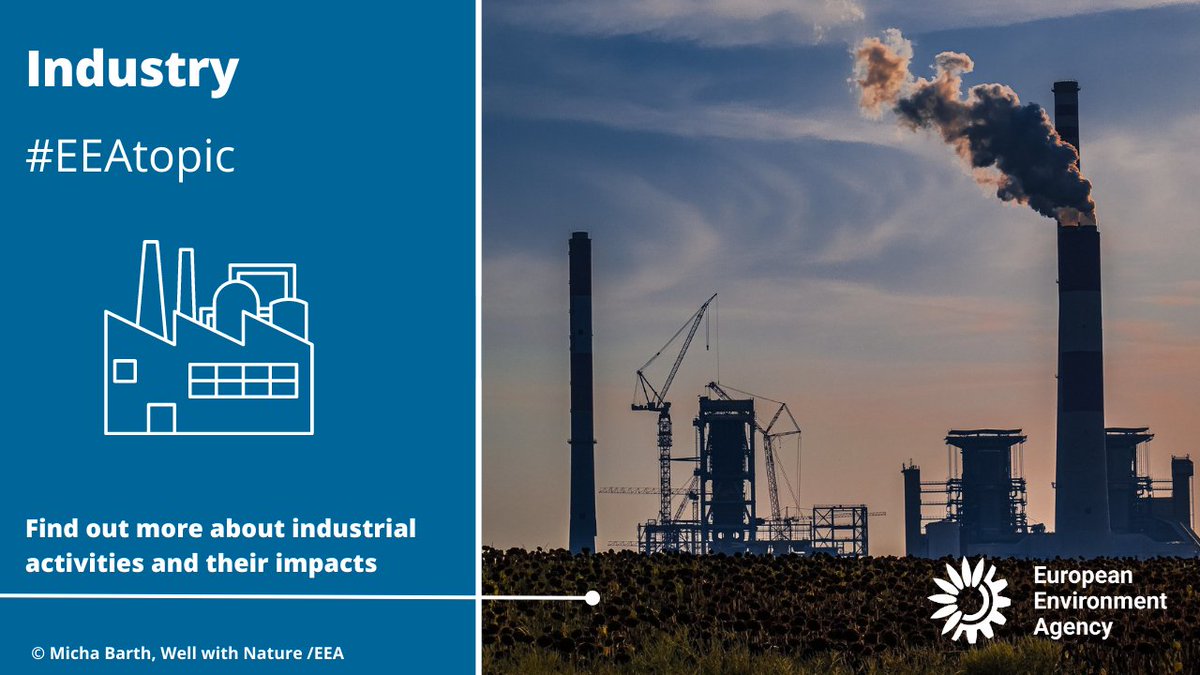 EUEnvironment's tweet image. Industry is an important part of our economy, but it's also a source of great pressure on nature and on health. Find out more in our #EEAtopic on #industry and its #environmental impacts: eea.europa.eu/en/topics/in-d…
